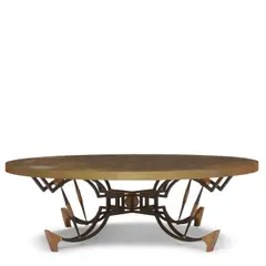 Arturo Pani, Cocktail Table, parcel-gilt wrought iron, with later custom verre églomisé top by Sorelle Fine Arts