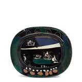 Pablo Picasso, Corrida verte (Ramié 81), 1949, Glazed white earthenware plate with partial engraving painted in blue green, red, white and black
