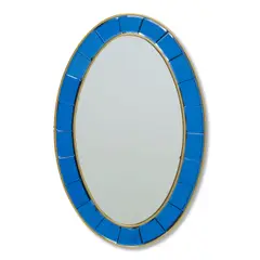 Oval Mirror by Cristal Art, brass, colored glass, mirrored glass, sold Jul 2025