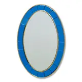 Cristal Art, Oval Mirror, brass, colored glass, mirrored glass