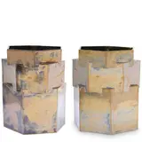 Bari Ziperstein, Companion Pair of Hex Planters, glazed ceramic