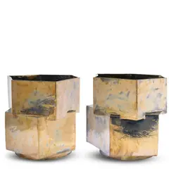 Bari Ziperstein, Custom Companion Pair of Hex Planters, glazed ceramic