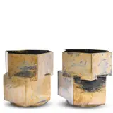 Bari Ziperstein, Custom Companion Pair of Hex Planters, glazed ceramic
