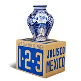 Eduardo Sarabia, Vase on Box Stand, hand-painted and glazed earthenware, acrylic on wood