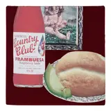 Lucia Hierro, Pan Con Aguacate y Refresco Rojo, 2021, digital print on brushed suede, felt and foam