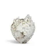 Akiko Hirai, Moon Jar, stoneware, porcelain slip, paper fiber, wood ash and white glaze