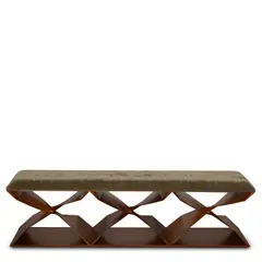 Carol Egan, Unique XXX Sculptural Bench, carved walnut, mohair upholstery, branded with maker's mark on underside