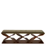 Carol Egan, Unique XXX Sculptural Bench, carved walnut, mohair upholstery, branded with maker's mark on underside
