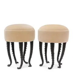 Kam Tin, Pair of Octopus Stools, for Maison Rapin, patinated bronze