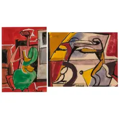 Georges Maurice Cloud, Group of Two Works on Paper, circa 1946-47, gouache on paper