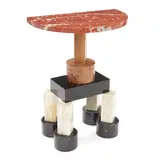 Ettore Sottsass, Demistella Console, for UP & UP, Rossa Verona, Botticinni Classico, and Nero Marquinia marble, burlwood, lacquered wood