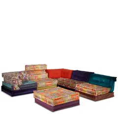 Hans Hopfer, Mah Jong Sofa System, for Roche Bobois, upholstery with various fabrics and patterns, with Roche Bobois and Missoni Home Fabrics tags