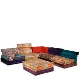 Hans Hopfer, Mah Jong Sofa System, for Roche Bobois, upholstery with various fabrics and patterns, with Roche Bobois and Missoni Home Fabrics tags