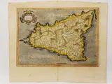 Gerardus Mercator, Siciliae Regnum around 1630, watercoloured double page etching