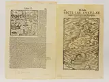 Sebastian Münster, Syracuse - Sicily, two woodcut prints
