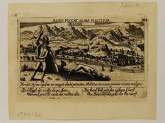 Daniel Meisner, Alius Peccat Alius Plectitur. Messina, 1585, etching