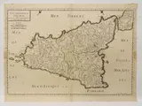 Nicolas Sanson d'Abbeville, Isle et royaume de Sicile, 1600, watercoloured double page engraving