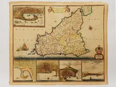 Frederick de Wit, Insula sive Regnum Siciliae, 1629, watercoloured double page etching