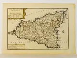 Nicolas de Fer, Isle et royaume de Sicilie 1705, 1646, watercolor engraving