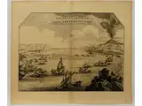 Pieter Mortier I, Regium inter & Messinam elegantissimus freti siculi prospectus, 1661, double page etching