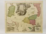 Johann Baptist Homann, Regnorum Siciliae et Sardiniae, 1664, watercoloured engraving