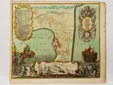 Georg Mätthaus Seutter, Milazzo. Olim Milae, Munitissimum Siciliae Castellum adversus Hispano, 1678, etching with watercolor