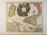 Georg Mätthaus Seutter, Siciliae Regnum..., 1678, ... cum adjacent Insula Sardinia et maxima part Neapolitan kingdoms very accurate delineat. watercoloured double