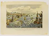 Jacques Chereau, The famous pour les Vaissaux autre fois si dangereux detroit de Faro di Messina, 1688, watercoloured etching depicting the earthquake of February