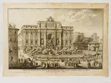 Giuseppe Vasi, Veduta in prospettiva della Gran Fontana dell'acqua Vergine detta di Trevi 1744, 1710, double page etching
