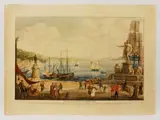 Marino Bovi, View of the Messina Pier, 1757, watercoloured engraving