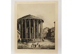 View of the Temple of Vesta 1820 by Luigi Rossini, 1790, late edition etching, offered Feb 2022