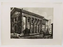 Veduta del Tempio della Fortuna Virile, oggi S. Maria Egiziaca degli Armeni by Luigi Rossini, 1790, late edition etching, offered Feb 2022