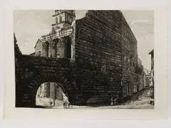 Veduta della poarte posteriore degl' avanzi del Foro di Nerva... by Luigi Rossini, 1790, ... da altri Erario publico, offered Feb 2022