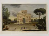 Carlo Antonini, View of the Palazzo della Villa Panfili towards Aquilone Architecture by Alessandro Algardi, watercolourd engraving by Francesco Panini
