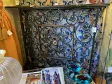 Gilbert Poillerat, Green lacquered wrought iron panel with golden details
