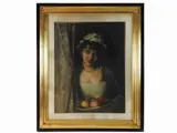 Angiolo Romagnoli, Woman with plate of fruit, 1836, oil on canvas