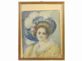 Cesare Maccari, Portrait of a lady with a hat, 1840, watercolor on paper