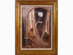 Odoardo Toscani, Street of souks in North Africa, 1859, oil on canvas