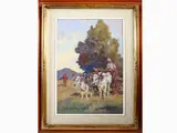 Oxen by Carlo Domenici, 1898, oil on faesite, offered Dec 2021