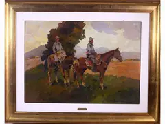 Butteri by Carlo Domenici, oil on faesite, offered Dec 2021