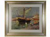 Antonio D'Arliano, View of a port, 1899, oil on canvas