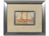 Antonio D'Arliano, View of a port, 1899, oil on canvas board