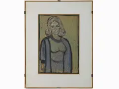 Female portrait 1971 by Pietro Ghizzardi, 1906, mixed media on paper, offered Dec 2021
