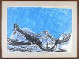 Piero Giunni, Abetaie a Collane - Il Frumento è quasi maturo 1966, 1912, two mixed media paintings on paper