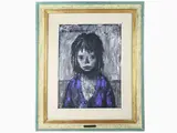 Xavier Bueno, Portrait of little girl, 1915, oil on canvas board