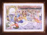 View of a square with figures 1978 by Guido Borgianni, 1915, oil on canvas, offered Dec 2021