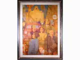 Remo Squillantini, View of the Piazza di Santo Spirito with figures, 1920, oil on panel