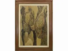 L'insidia 1960 by Corrado Carmassi, 1925, mixed media on canvas, offered Dec 2021