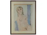 Pompeo Borra, Female nude, 1898, mixed media on paper