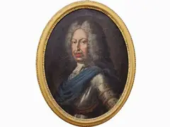 Gian Gastone de' Medici by Franz Ferdinand Richter, 1693, oil on oval canvas, offered Oct 2021